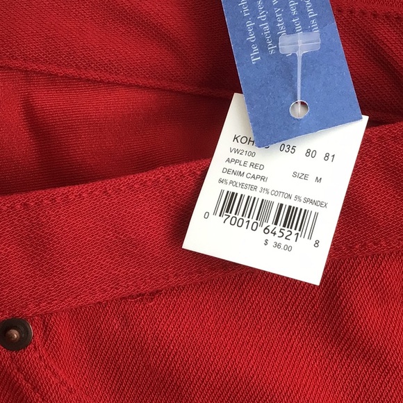 Vera Wang Cropped Capri Pants Size M Red NWT - Picture 7 of 7